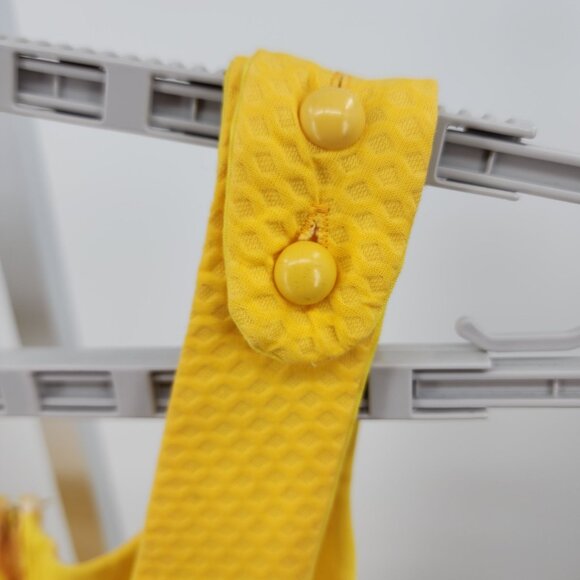 Vintage Sandcastle Yellow Dress Medium Zip Front Scallop Hem Built-In Bra - Picture 8 of 9